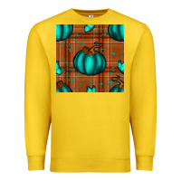 Lemon turquoise pumpkin plaid seamless pattern Premium Sweatshirt - BundleAndBundleShop