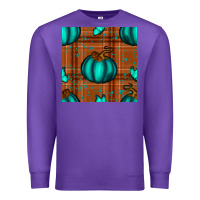 Purple turquoise pumpkin plaid seamless pattern Premium Sweatshirt - BundleAndBundleShop