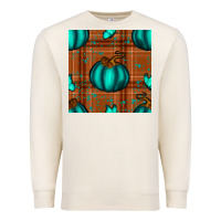 Sandshell turquoise pumpkin plaid seamless pattern Premium Sweatshirt - BundleAndBundleShop