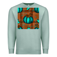 Seafoam turquoise pumpkin plaid seamless pattern Premium Sweatshirt - BundleAndBundleShop