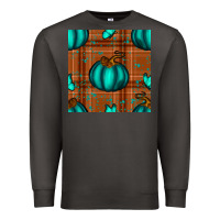 Smoke turquoise pumpkin plaid seamless pattern Premium Sweatshirt - BundleAndBundleShop