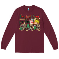 Burgundy i'm just here for the snacks softball Long Sleeve Tee - Zillion Design Studio
