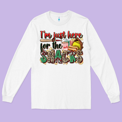 I'm Just Here For The Snacks Softball Long Sleeve Tee Designed By Zillion Design Studio