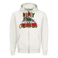 Oatmeal Heather merry christmas Zipper Hoodie - CowhideDigitalArt
