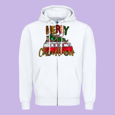 Merry Christmas Zipper Hoodie Designed By Cowhidedigitalart