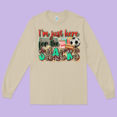 I'm Just Here For The Snacks Soccer Long Sleeve Tee Designed By Zillion Design Studio