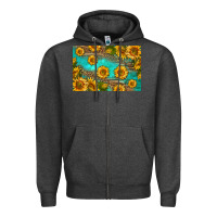 Charcoal Heather western sunflowers skinny metal can holder Zipper Hoodie - HRA Design Shop