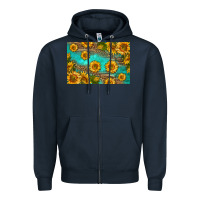 Navy western sunflowers skinny metal can holder Zipper Hoodie - HRA Design Shop