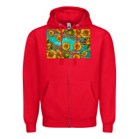 Red western sunflowers skinny metal can holder Zipper Hoodie - HRA Design Shop