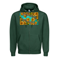 Sports Green western sunflowers skinny metal can holder Zipper Hoodie - HRA Design Shop