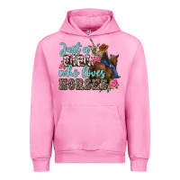 Fuchsia Pink just a girl who loves horses Urban Hoodie - MaliasSmallBusiness