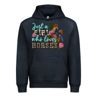 Navy just a girl who loves horses Urban Hoodie - MaliasSmallBusiness