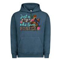 Pigment Midnight Navy just a girl who loves horses Urban Hoodie - MaliasSmallBusiness