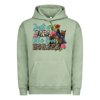 Pigment Oil Green just a girl who loves horses Urban Hoodie - MaliasSmallBusiness