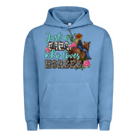 Pigment Pebble Blue just a girl who loves horses Urban Hoodie - MaliasSmallBusiness