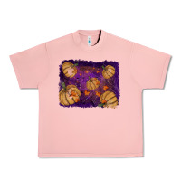 Salmon Halloween Pumpkin Cobweb Background Urban Heavy Tee - RanaPortraitStore