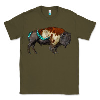 Army Green gemstone bison Classic Tee - RanaPortraitStore