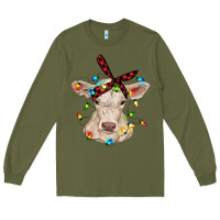 Army Green charolais calf with christmas lights baby cow Long Sleeve Tee - RanaPortraitStore