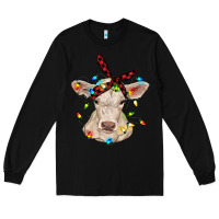 Black charolais calf with christmas lights baby cow Long Sleeve Tee - RanaPortraitStore