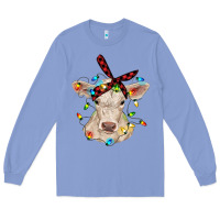 Colony Blue charolais calf with christmas lights baby cow Long Sleeve Tee - RanaPortraitStore