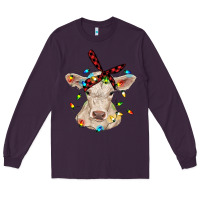Plum charolais calf with christmas lights baby cow Long Sleeve Tee - RanaPortraitStore