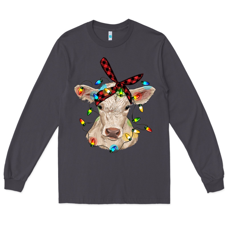 Charolais Calf With Christmas Lights Baby Cow Long Sleeve Tee by RanaPortraitStore | Teevron