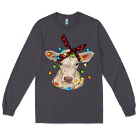 Smoke charolais calf with christmas lights baby cow Long Sleeve Tee - RanaPortraitStore