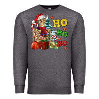 Charcoal Heather Christmas ho ho ho skeleton Premium Sweatshirt - AdoDesignShop