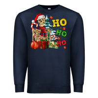 Navy Christmas ho ho ho skeleton Premium Sweatshirt - AdoDesignShop