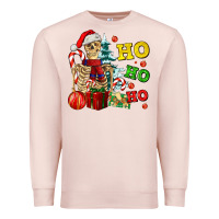Pale Pink Christmas ho ho ho skeleton Premium Sweatshirt - AdoDesignShop
