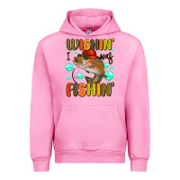 Fuchsia Pink wishing i was fishing Urban Hoodie - MaliasSmallBusiness
