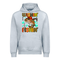 Heather Grey wishing i was fishing Urban Hoodie - MaliasSmallBusiness
