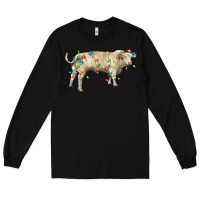Black Charolais bull with christmas lights Long Sleeve Tee - RanaPortraitStore