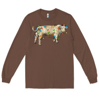 Chestnut Charolais bull with christmas lights Long Sleeve Tee - RanaPortraitStore