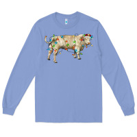 Colony Blue Charolais bull with christmas lights Long Sleeve Tee - RanaPortraitStore