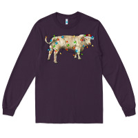 Charolais Bull With Christmas Lights Long Sleeve Tee | Teevron
