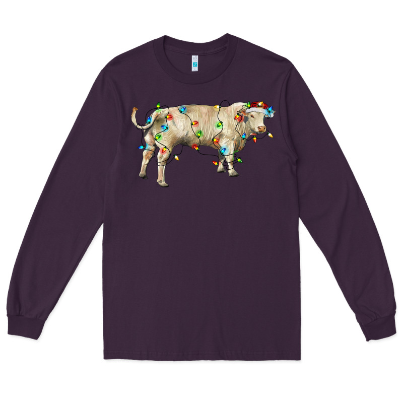 Charolais Bull With Christmas Lights Long Sleeve Tee by RanaPortraitStore | Teevron