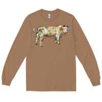 Toasted Coconut Charolais bull with christmas lights Long Sleeve Tee - RanaPortraitStore