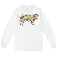White Charolais bull with christmas lights Long Sleeve Tee - RanaPortraitStore