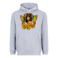 Heather Grey butterfly afro woman juneteenth Heavyweight Hoodie - AdoDesignShop