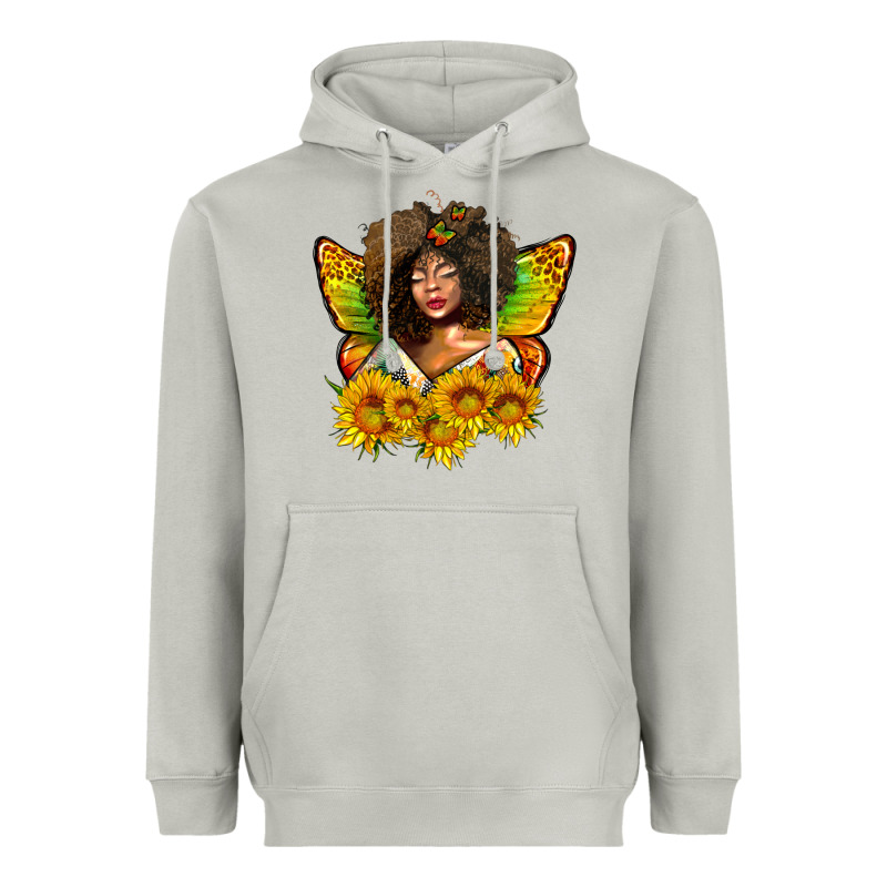 Butterfly Afro Woman Juneteenth Heavyweight Hoodie by AdoDesignShop | Teevron