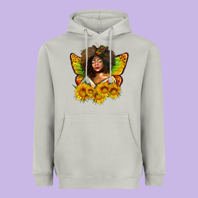 Butterfly Afro Woman Juneteenth Heavyweight Hoodie Designed By Adodesignshop