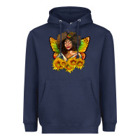 Navy butterfly afro woman juneteenth Heavyweight Hoodie - AdoDesignShop