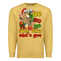 Antique Gold Christmas ho ho ho holy shit what a year skeleton Premium Sweatshirt - AdoDesignShop