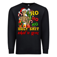 Black Christmas ho ho ho holy shit what a year skeleton Premium Sweatshirt - AdoDesignShop