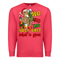 Cardinal Christmas ho ho ho holy shit what a year skeleton Premium Sweatshirt - AdoDesignShop
