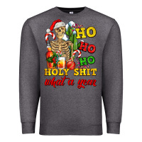 Charcoal Heather Christmas ho ho ho holy shit what a year skeleton Premium Sweatshirt - AdoDesignShop