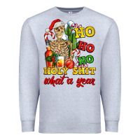 Heather Grey Christmas ho ho ho holy shit what a year skeleton Premium Sweatshirt - AdoDesignShop