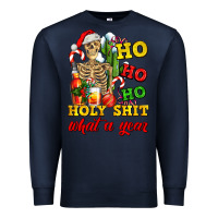 Navy Christmas ho ho ho holy shit what a year skeleton Premium Sweatshirt - AdoDesignShop