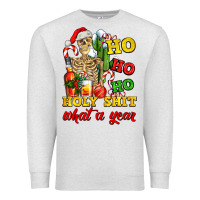 Oatmeal Heather Christmas ho ho ho holy shit what a year skeleton Premium Sweatshirt - AdoDesignShop